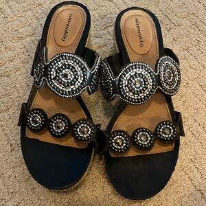 Wedge beaded sandal